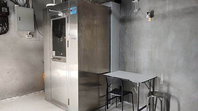 Biosecure air shower at the entrance to the grow area